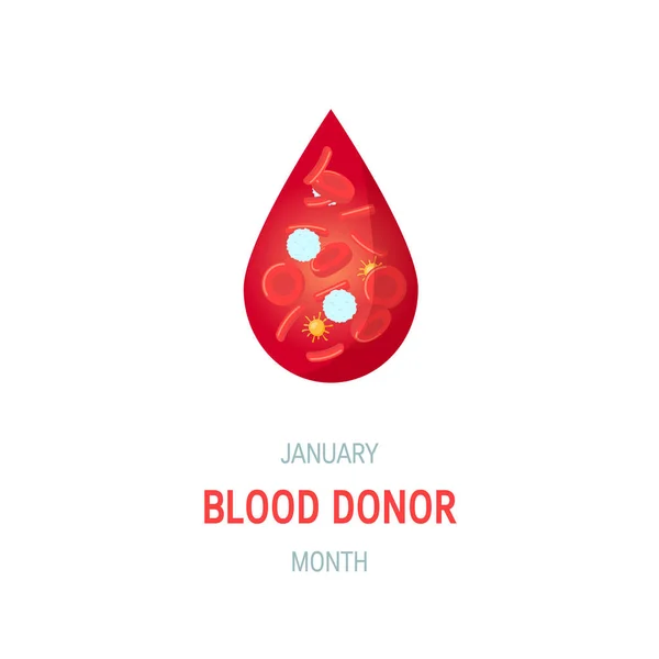 1月全国献血者月载体概念 — 图库矢量图片
