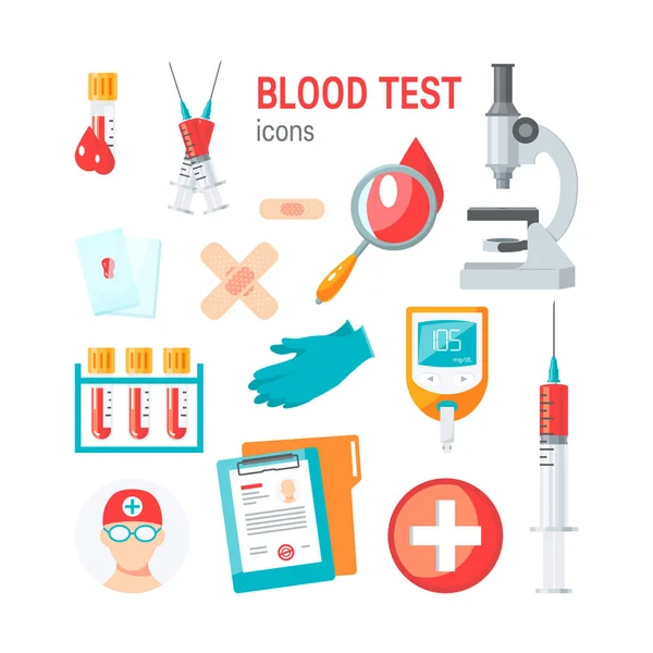 Ícones médicos vetoriais para teste de sangue infográfico —  Vetores de Stock