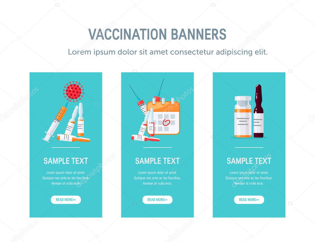 Medicine template for web banners in flat style
