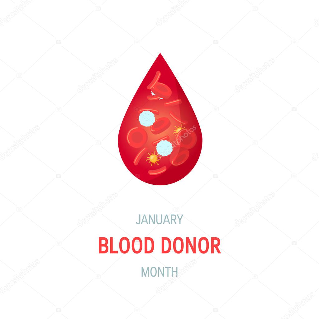 January national blood donor month vector concept