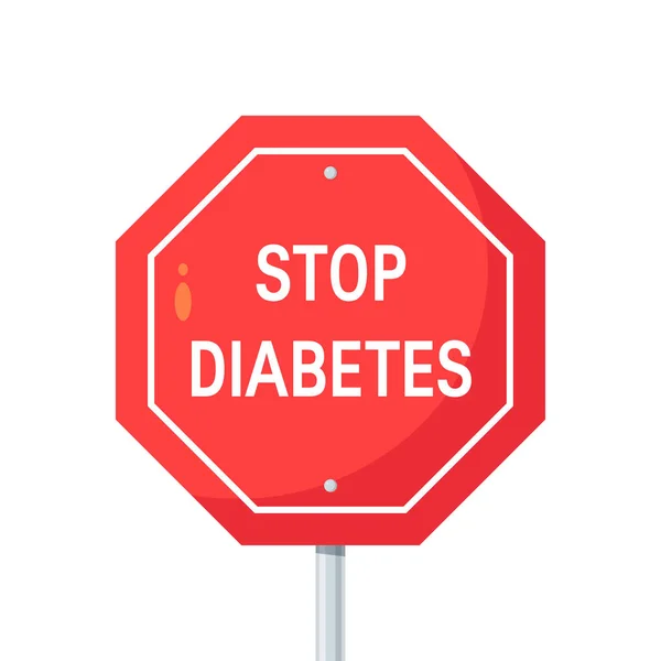 Pare o conceito de diabetes em estilo plano, vetor — Vetor de Stock