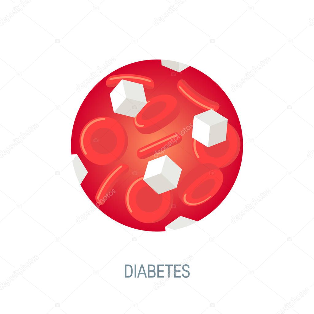 Diabetes concept in flat style, vector design