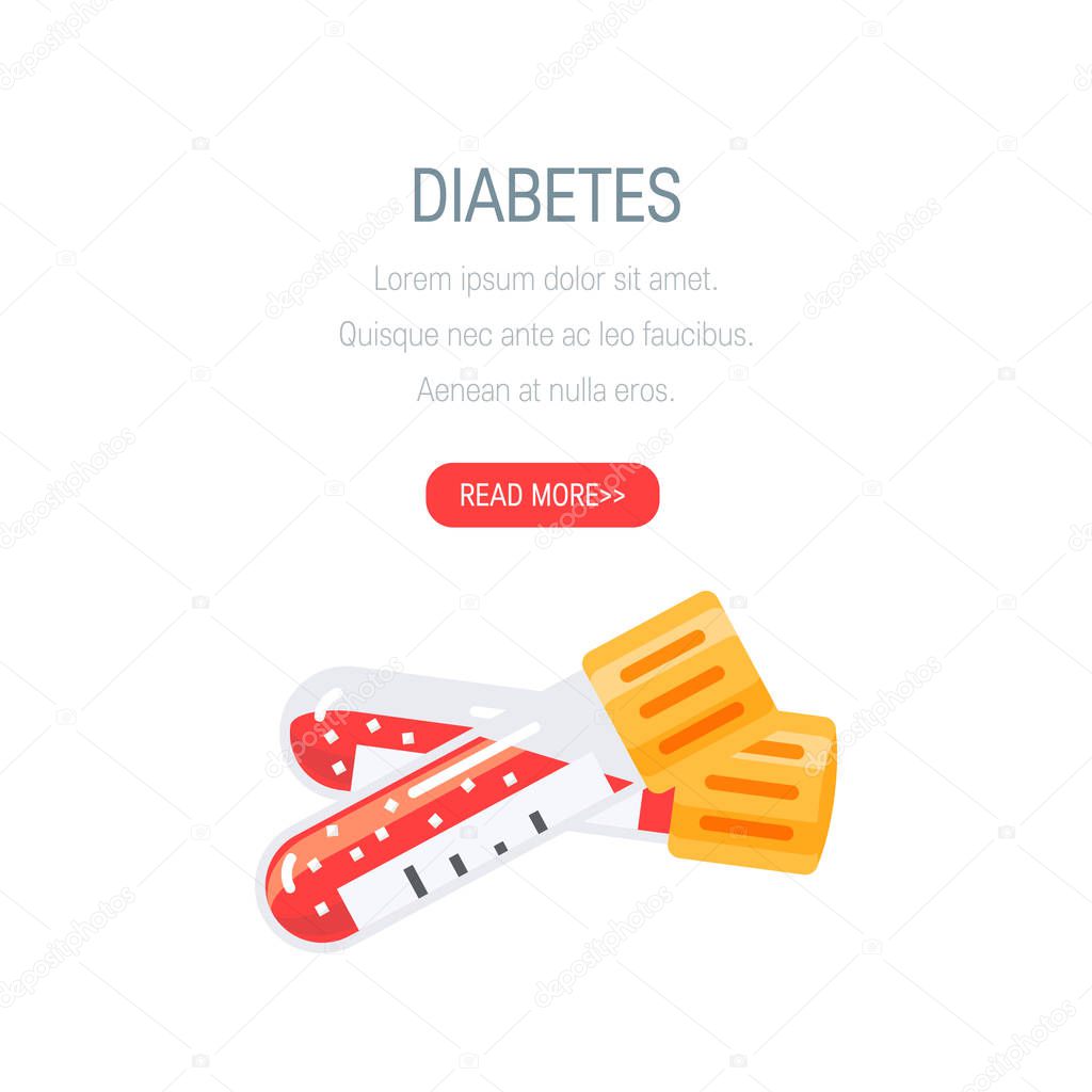 Diabetes concept in flat style, vector design