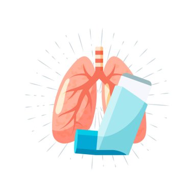 Pulmonary medication concept in flat style, vector clipart