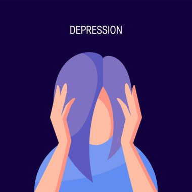 Depresyon vektör kavram basit düz stil