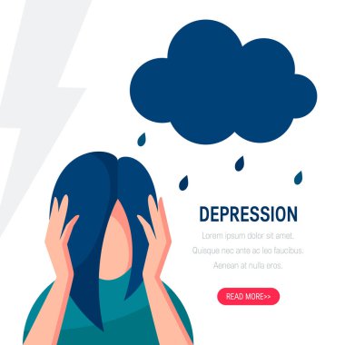 Depresyon vektör kavram basit düz stil