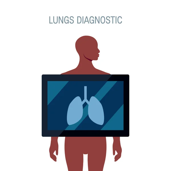 Diseño del vector de diagnóstico de los pulmones en estilo plano — Vector de stock