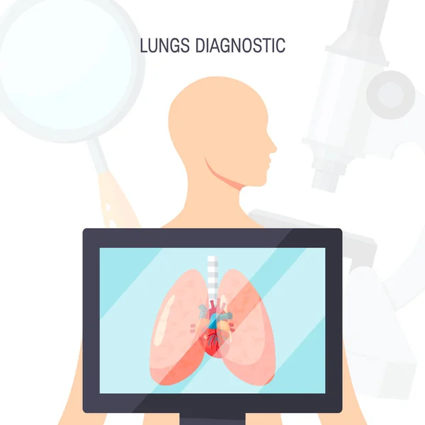 扁平型肺诊断矢量设计 — 图库矢量图片