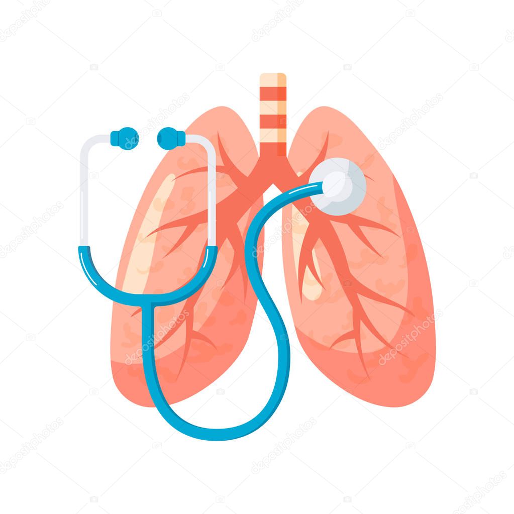 Lungs diagnostic vector design in flat style