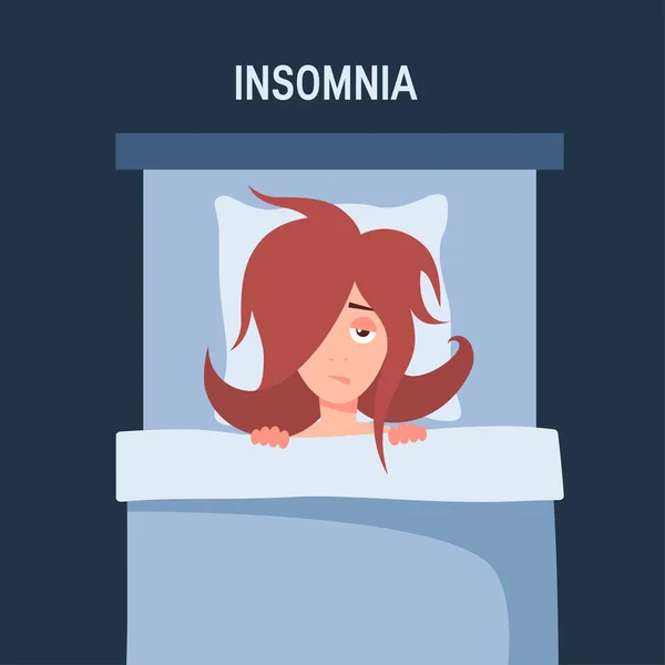 Insomnia vector concept in simple flat style — Stock Vector