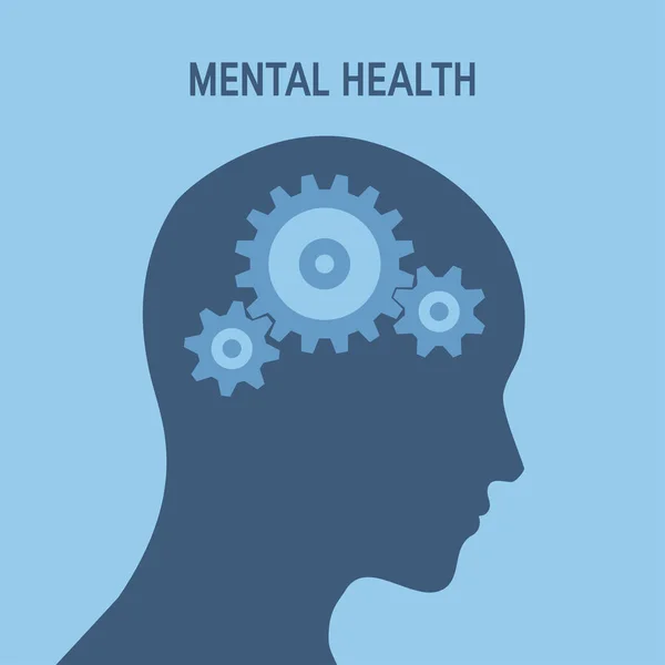 Mental health vector concept in simple flat style — Stock Vector