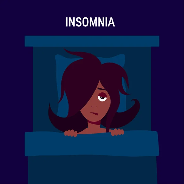 Insomnia vector concept in simple flat style — Stock Vector