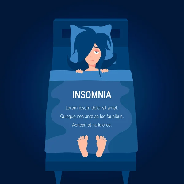 Insomnia vector concept in simple flat style — Stock Vector