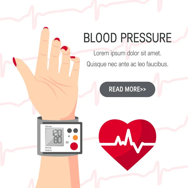 Blood pressure concept in flat style, vector — Stock Vector