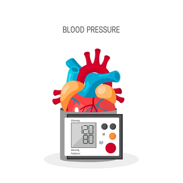 Concepto de presión arterial en estilo plano, vector — Vector de stock