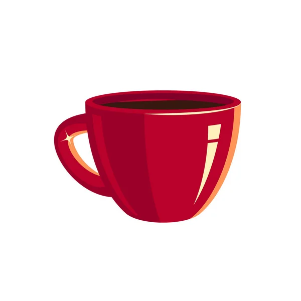 Red cup of coffee or black tea, vector — Stock Vector