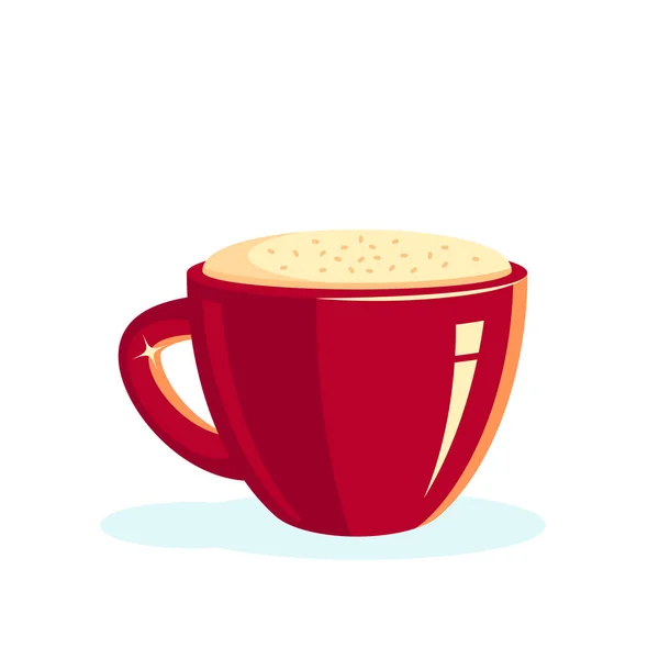 Köpük ile kırmızı fincan kahve, vektör — Stok Vektör