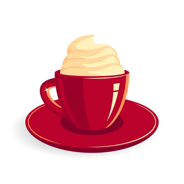 Red cup of coffee with foam, vector — Stock Vector