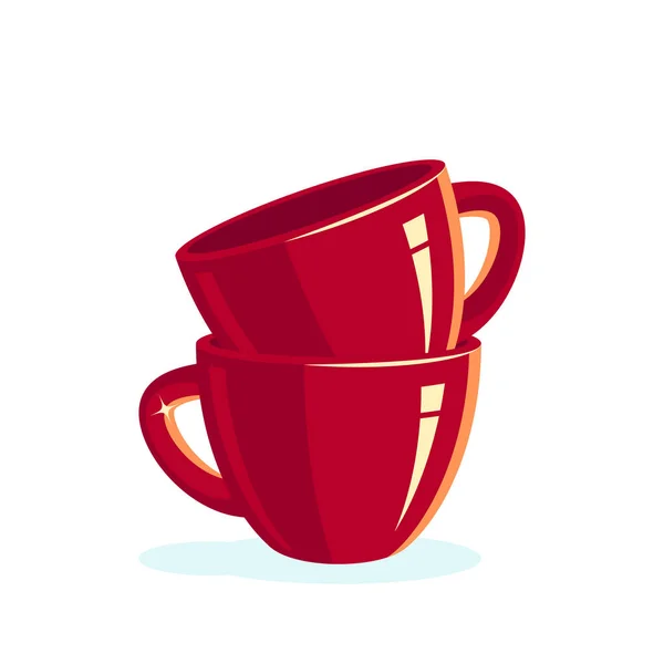 Стек порожніх червоних чашок, векторні піктограми — стоковий вектор