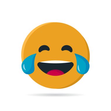 Düz tarzda yuvarlak sarı emoji, vektör