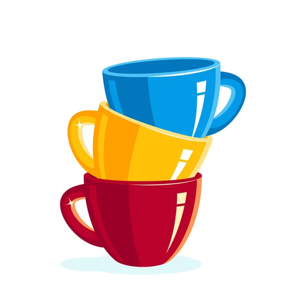 Stack of empty colored cups, vector icons — Stock Vector