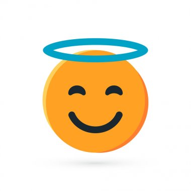 Düz tarzda yuvarlak sarı emoji, vektör