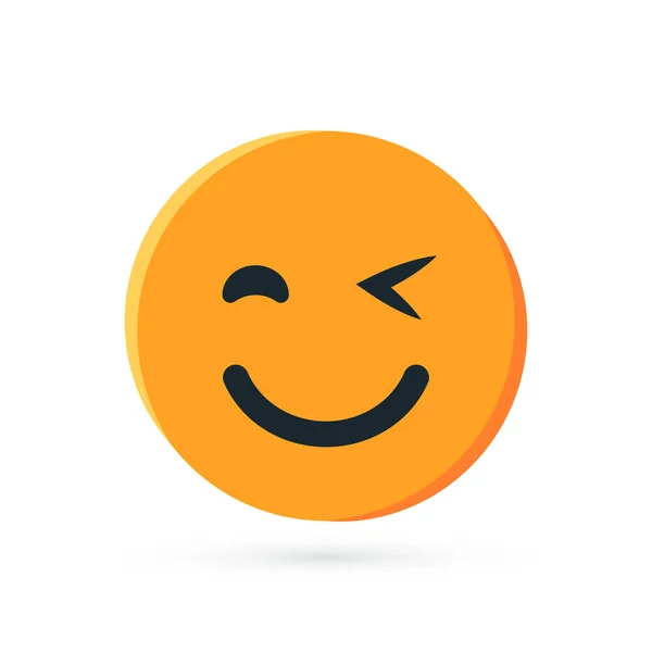 Ronde gele Emoji in platte stijl, Vector — Stockvector
