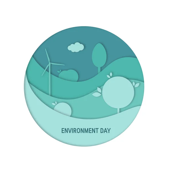 Παγκόσμια ημέρα περιβάλλοντος έννοια σε χαρτί περικοπή στυλ — Διανυσματικό Αρχείο