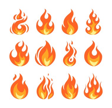 Simple vector flame icons in flat style clipart