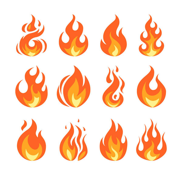 Simple vector flame icons in flat style