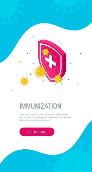 Immunrendszeri vektor banner, izometriás színes design — Stock Vector