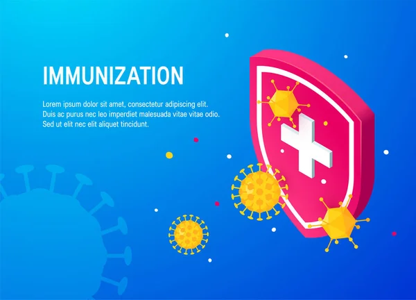 Vektorbanner des Immunsystems, Isometrie Farbgestaltung — Stockvektor