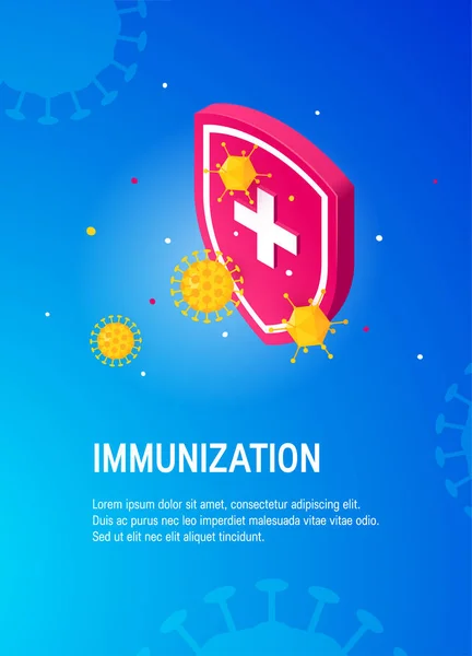 Immunrendszeri vektor banner, izometriás színes design — Stock Vector