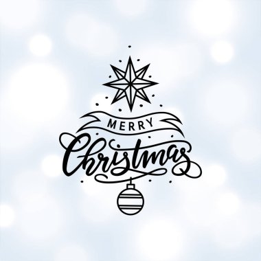 Bulanık arka planda kare vektör Xmas yazı