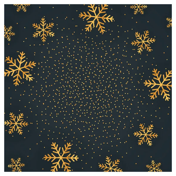 Carte de Noël de luxe vectorielle avec flocons de neige dorés — Image vectorielle