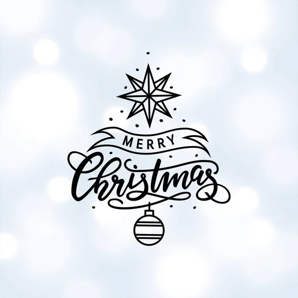 Vettore quadrato Xmas lettering su sfondo sfocato — Vettoriale Stock