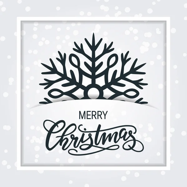 Рождественская открытка с нарисованными вручную лепестками и снежинкой — стоковый вектор