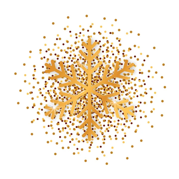 Carte de Noël vectorielle avec flocon de neige brillant doré — Image vectorielle