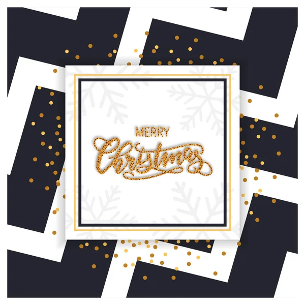 Weihnachtskarte mit handgezeichneten Schriftzügen und Schneeflocken — Stockvektor