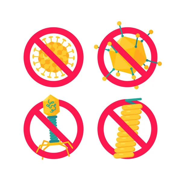 Stop virus signs in flat style, vector — Stock Vector