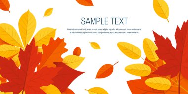Düz tarzda renkli yapraklar, çerçeve şablonu