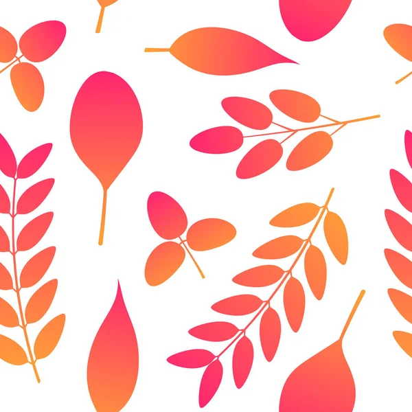 플랫 스타일, 매끄러운 패턴의 다채로운 잎 — 스톡 벡터