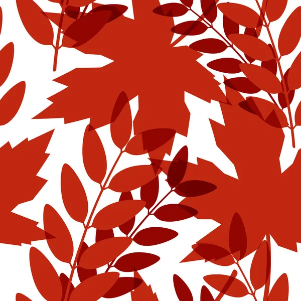 Folhas vermelhas em estilo plano, padrão sem costura — Vetor de Stock