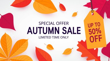 Düz tarzda Sonbahar satış promosyon tasarımı