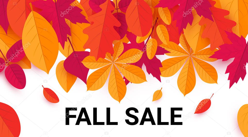 Fall sale promotion design in flat style