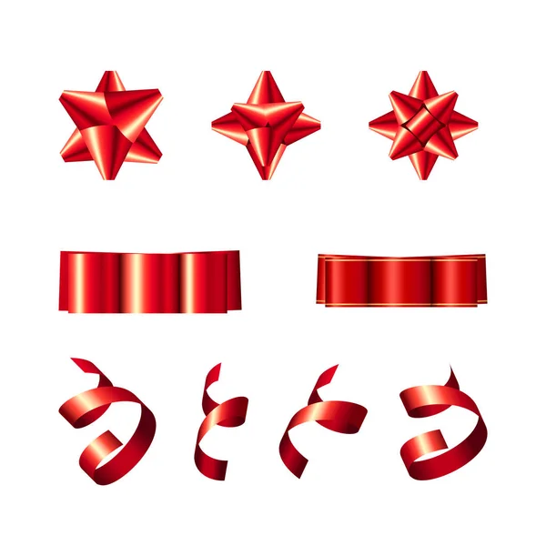 Festive gift bows in realistic style, vector — Stock Vector