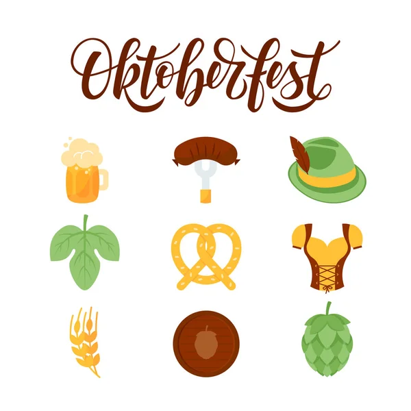 Conjunto de ícones Oktoberfest em estilo simples plano — Vetor de Stock