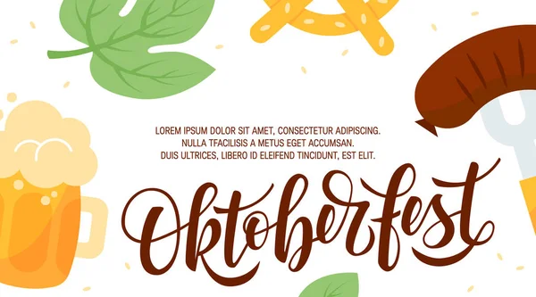 Projeto de banner Oktoberfest, vetor em estilo plano — Vetor de Stock