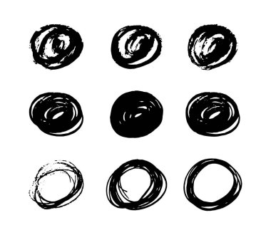 Elle çizilmiş fırça darbeleri seti, vektör