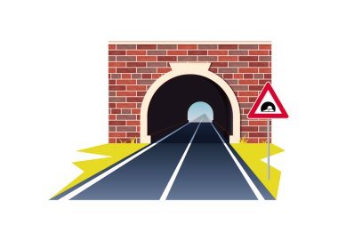 Tünel yolu. Düz biçim, vektör biçiminde manzara
